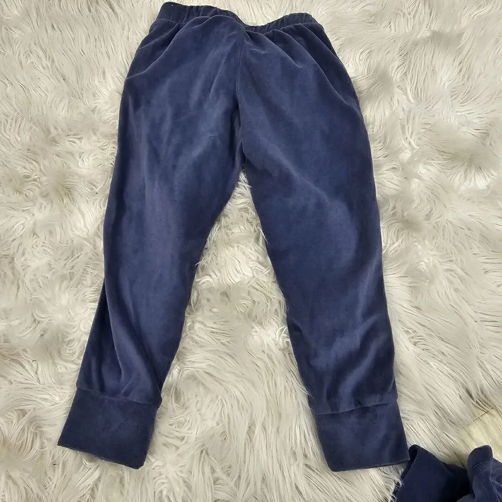 Justice Blue Jogger Track Set Cropped Hoodie Outfit Girls Size XS Sleep